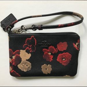 Coach Halftone Floral Leather Wristlet, Brand New